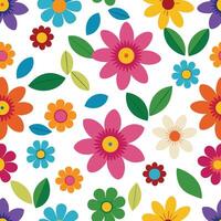 seamless pattern with colorful flowers on white background vector