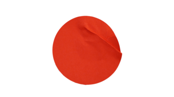 Red paper sticker label in round sharp isolated on transparent background png