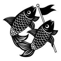 two fish with flags on a white background vector