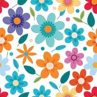 seamless floral pattern with colorful flowers on a white background vector