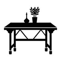 table with vase and plant icon illustration vector