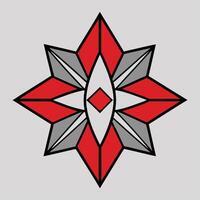 a red and gray star with a diamond pattern vector