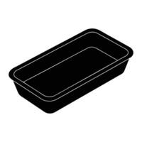a black rectangular tray with a lid on it vector
