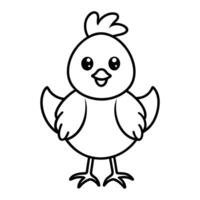 a black and white drawing of a chicken kid. vector