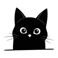 black cat with big eyes on white background vector