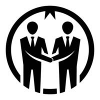 two businessmen shaking hands in a circle vector