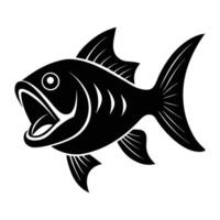 a black and white fish with open mouth vector