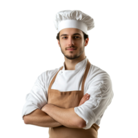 Smiling Handsome Chef with Hat Isolated on Transparent Background png