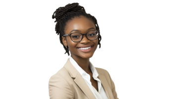 Professional Portrait of Elegant Woman in Business Attire with Glasses, at the Transparent Background png