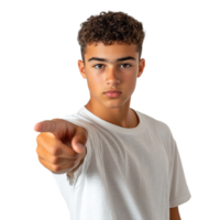 Young Boy Pointing at Object, Isolated on Transparent Background png