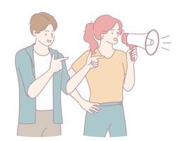Enhancing Team Communication with a Megaphone for Better Interaction and Connection vector