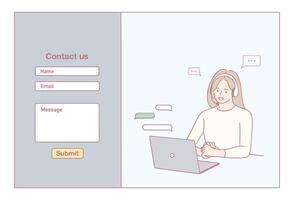 Illustration that visually represents a customer support contact form for better understanding vector