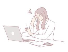 An office worker feels overwhelmed by technology challenges at work, causing anxiety vector