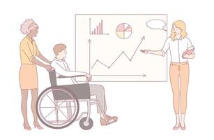 This Inclusive Meeting promotes Assistive Technology and Diverse Participants for collaboration vector