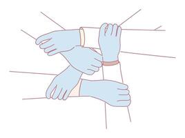 Collaboration and Unity in Healthcare Symbolic Hands Embracing and Supporting the Community vector