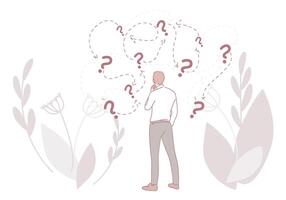 Contemplating Choices in a Beautifully Flowered Setting that is Overflowing with Color and Life vector