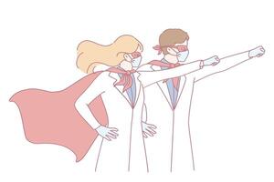 A Dynamic Superhero Duo is All Set and Ready for Exciting Action and Thrilling Adventure vector