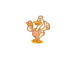goose chef makes ice cream logo vector