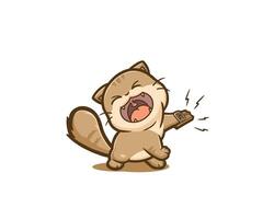 cat squeezed squealing expression mascot vector