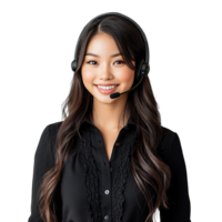 Smiling Asian Woman Working in Customer Service Isolated at Transparent Background png