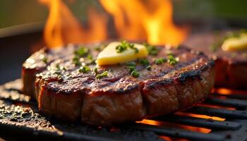 Grilled Ribeye with Herb Butter Finish photo