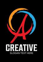 intial A with circle logo design vector