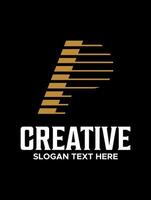 initial P gold idea logo design vector