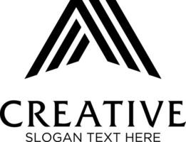 initial a with line triagle logo design vector