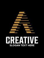 initial A gold with line idea logo design vector