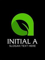 initial a with leaf idea logo design vector