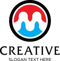 intial m with circle idea logo design vector
