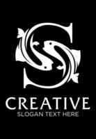 initial s with 2 fish idea logo design vector