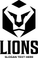 lion hexagonal idea logo design vector