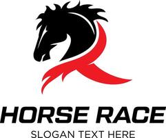 initial r with horse idea logo design vector
