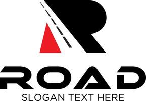 initial R with road idea logo design vector