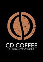 initial cd with coffee idea logo design vector