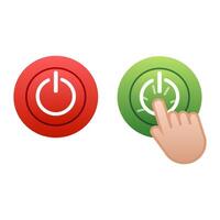on and off button and off symbols in round design in green and red.on white background. illustration. vector