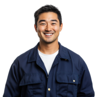 Smiling Mechanic Worker Isolated on Transparent Background png