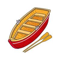 Colorful Illustration of Red Boat with Oars Isolated on White Background vector