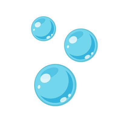 Air bubbles. Cartoon bubbles in blue colors. Soap bubbles illustration isolated on white background.