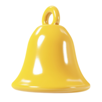 Yellow 3D Notification Bell with Glossy Surface Isolated at Transparent Background png