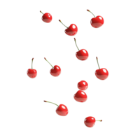 Fresh Cherries Floating in the Air, Isolated at Transparent Background png