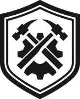 Silhouette Emblem with Hammers and Gears for Labor Day vector