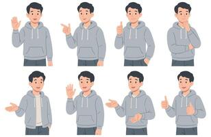 Diverse young man portraits display various poses and expressions conveying approachability and engagement vector