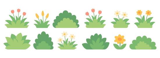 Assorted colorful floral and shrubbery elements add vibrancy to any landscape design project vector