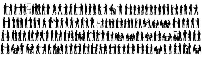 Professional networking silhouette showcases collaborative meetings and negotiations in a business enviroment vector