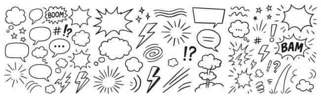 Hand Drawn Speech Bubbles and Comic Elements Collection a dynamic compilation perfect for adding flair vector