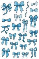 A whimsical assortment of pastel blue bows adorns a pure white canvas creating a joyful pattern vector