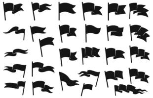 Variety of dynamic flag silhouettes against a crisp background showcases symbolic communication design vector