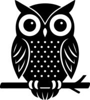 Black owl silhouette on branch suitable for logo design prints cards and digital graphics vector